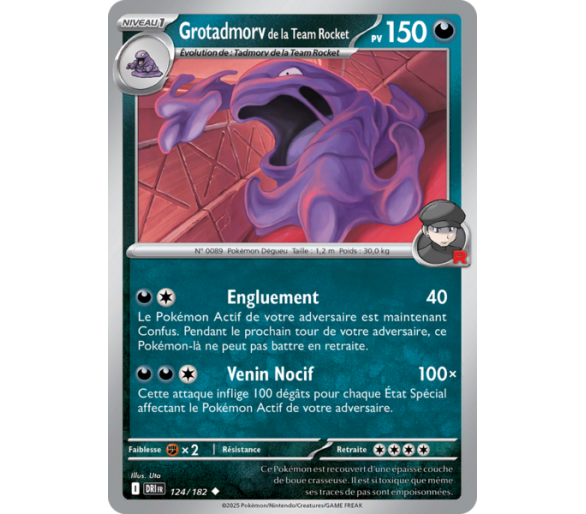 Grotadmorv de la Team Rocket Pv 150 124/182 - Carte Peu Commune - Écarlate et Violet Rivalités Destinées