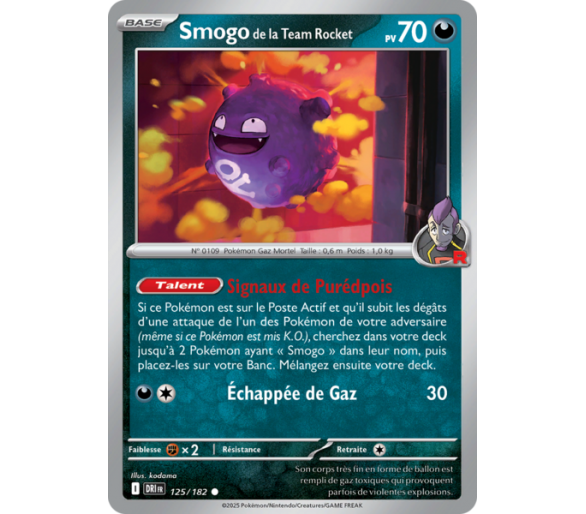 Smogo de la Team Rocket Pv 70 125/182 – Carte Commune – Écarlate et Violet Rivalités Destinées