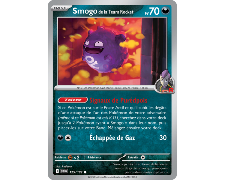 Smogo de la Team Rocket Pv 70 125/182 – Carte Commune – Écarlate et Violet Rivalités Destinées Smogo de la Team Rocket Pv 70 125/182 – Carte Commune – Écarlate et Violet Rivalités Destinées