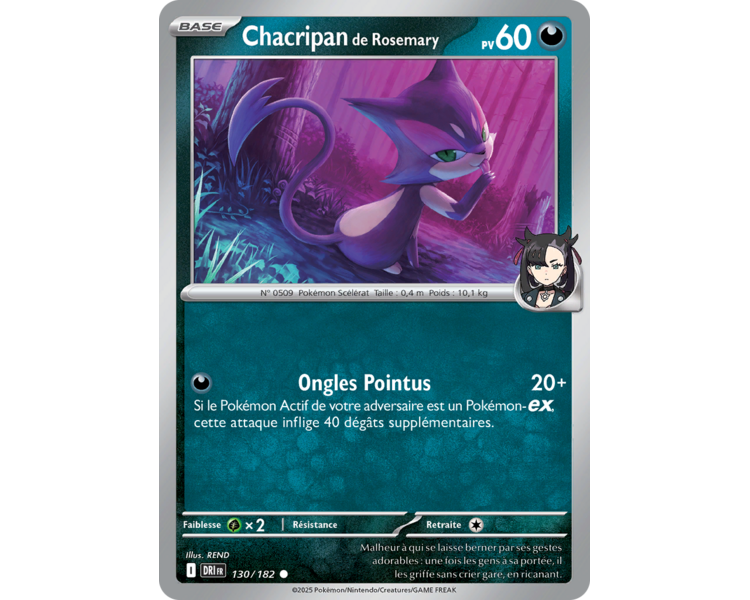 Chacripan de Rosemary Pv 60 130/182 – Carte Commune Reverse – Écarlate et Violet Rivalités Destinées Chacripan de Rosemary Pv 60 130/182 – Carte Commune Reverse – Écarlate et Violet Rivalités Destinées