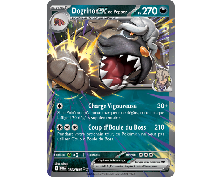 Dogrino-ex de Pepper Pv 270 139/182 – Carte Pokémon‑ex Double Rare – Écarlate et Violet Rivalités Destinées Dogrino-ex de Pepper Pv 270 139/182 – Carte Pokémon‑ex Double Rare – Écarlate et Violet Rivalités Destinées