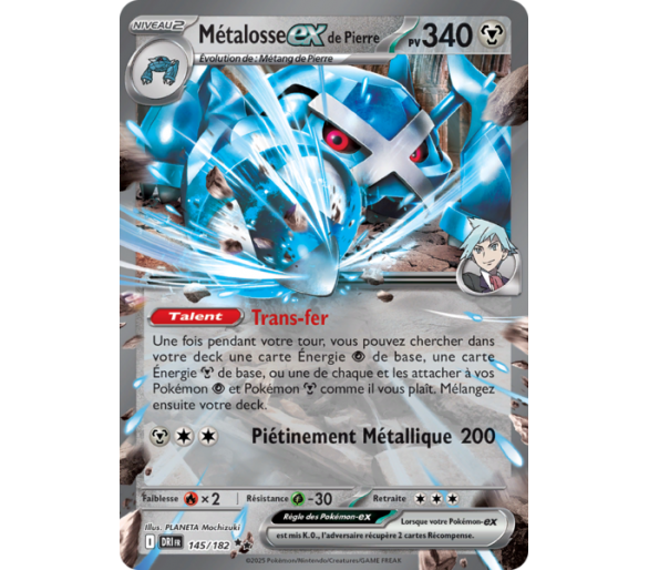 Métalosse-ex de Pierre Pv 340 145/182 – Carte Pokémon‑ex Double Rare – Écarlate et Violet Rivalités Destinées