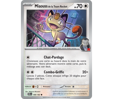 Miaouss de la Team Rocket Pv 70 149/182 – Carte Commune Reverse – Écarlate et Violet Rivalités Destinées