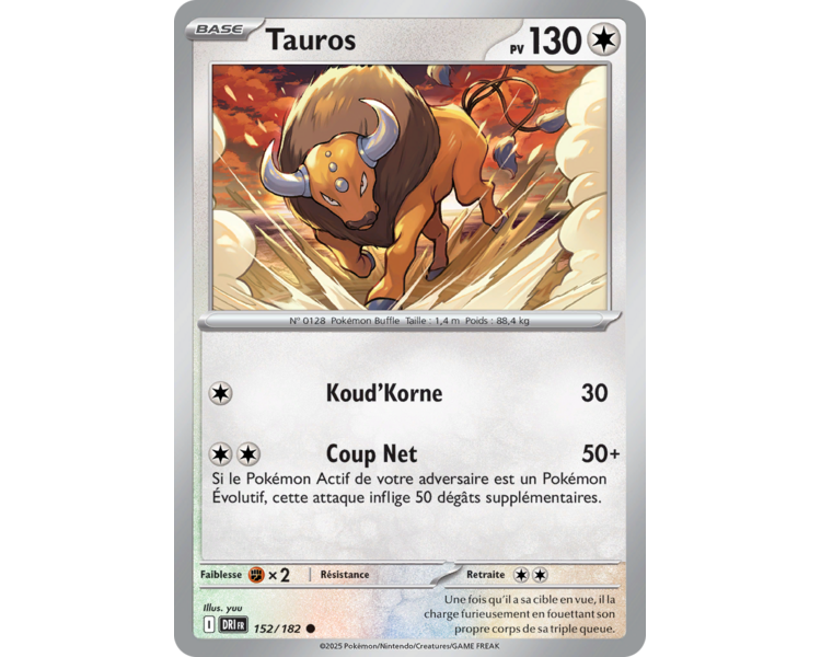 Tauros Pv 130 152/182 – Carte Commune Reverse – Écarlate et Violet Rivalités Destinées