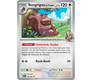 Rongrigou de Pepper Pv 120 159/182 - Carte Rare Holographique - Écarlate et Violet Rivalités Destinées