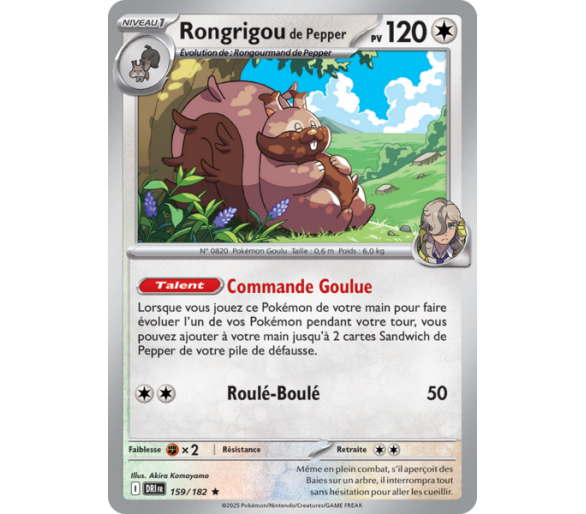 Rongrigou de Pepper Pv 120 159/182 - Carte Rare Holographique - Écarlate et Violet Rivalités Destinées