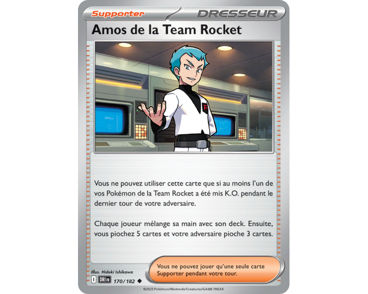 Dresseur Amos de la Team Rocket 170/182 – Carte Peu Commune Reverse – Écarlate et Violet Rivalités Destinées