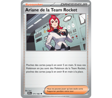 Dresseur Ariane de la Team Rocket 171/182 – Carte Peu Commune Reverse – Écarlate et Violet Rivalités Destinées