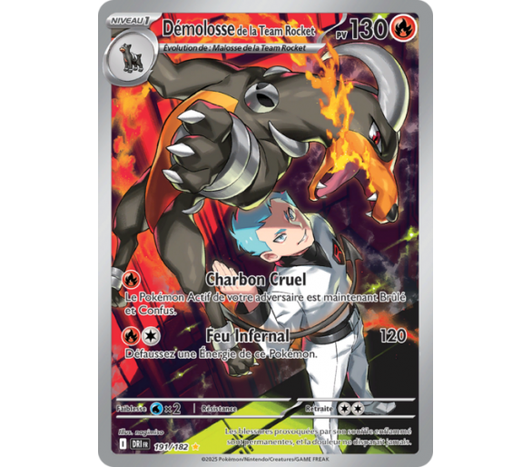 Démolosse de la Team Rocket Pv 130 191/182 - Carte Illustration Rare - Écarlate et Violet Rivalités Destinées