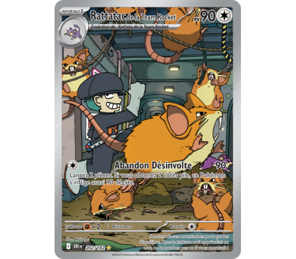 Rattatac de la Team Rocket Pv 90 202/182 - Carte Illustration Rare - Écarlate et Violet Rivalités Destinées