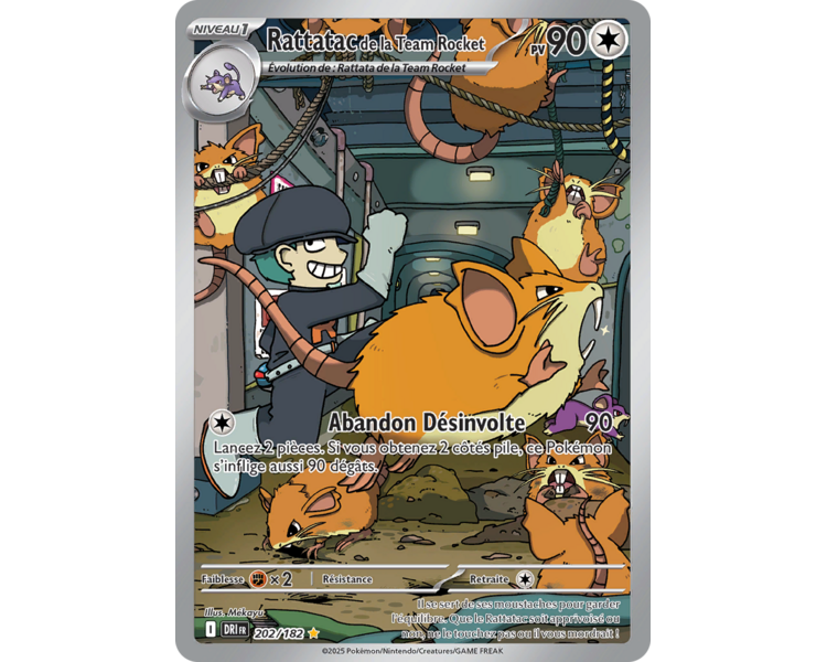 Rattatac de la Team Rocket Pv 90 202/182 - Carte Illustration Rare - Écarlate et Violet Rivalités Destinées