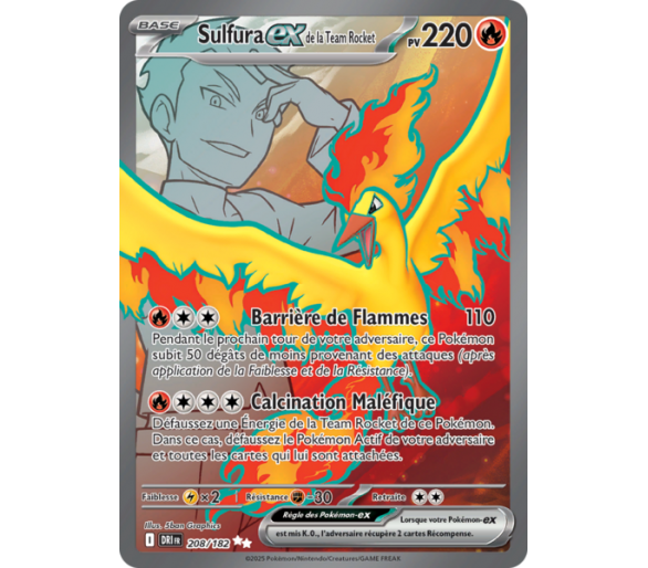 Sulfura-ex de la Team Rocket Pv 220 208/182 - Carte Ultra Rare - Écarlate et Violet Rivalités Destinées