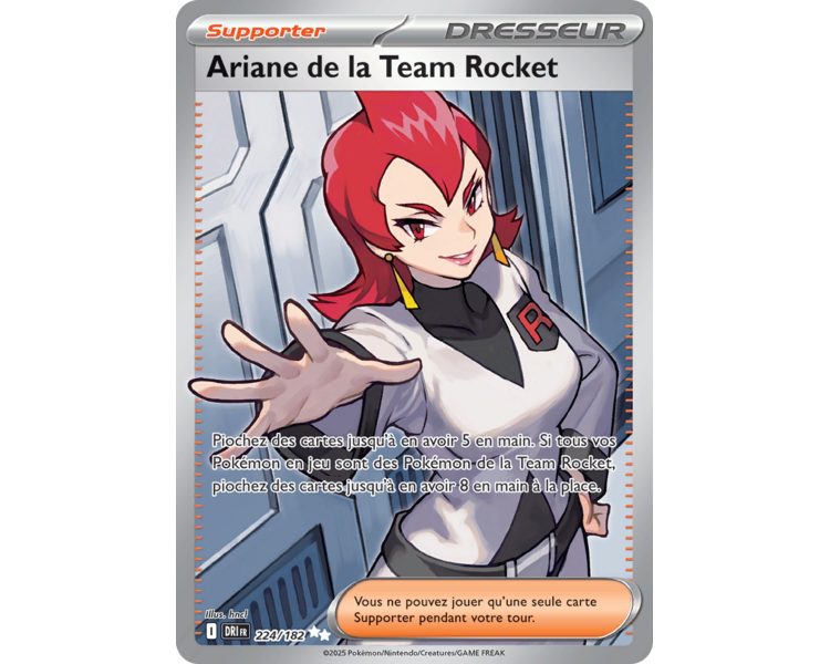 Dresseur Full Art Ariane de la Team Rocket 224/182 - Carte Ultra Rare - Écarlate et Violet Rivalités Destinées Dresseur Full Art Ariane de la Team Rocket 224/182 - Carte Ultra Rare - Écarlate et Violet Rivalités Destinées
