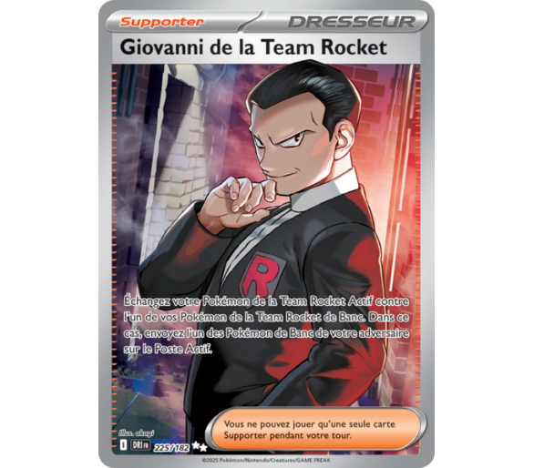 Dresseur Full Art Giovanni de la Team Rocket 225/182 - Carte Ultra Rare - Écarlate et Violet Rivalités Destinées