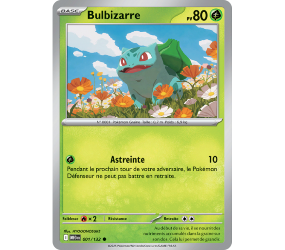Bulbizarre Pv 80 001/132 - Carte Commune Reverse - Méga-Évolution