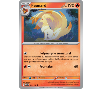 Feunard Pv 120 020/132 - Carte Peu Commune Reverse - Méga-Évolution