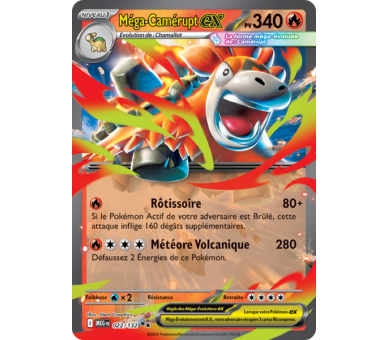 Méga-Camérupt-ex Pv 340 022/132 - Carte Double Rare - Méga-Évolution