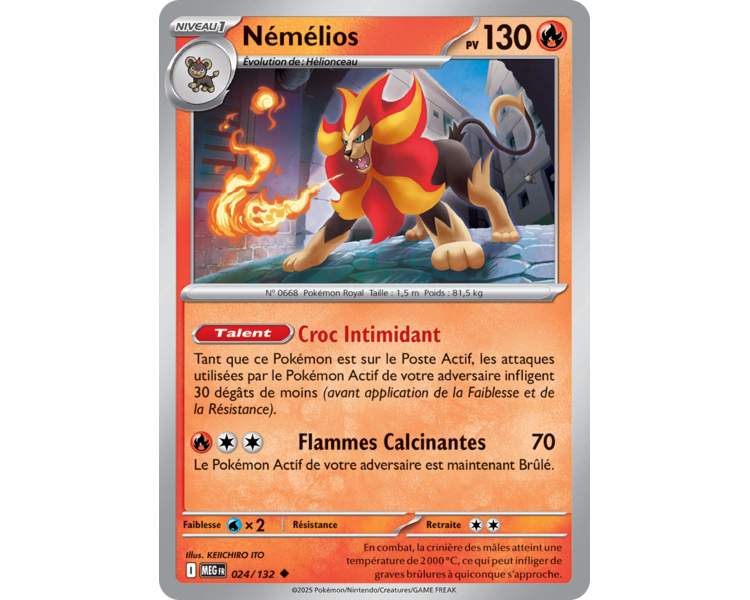 Némélios Pv 130 024/132 - Carte Peu Commune Reverse - Méga-Évolution