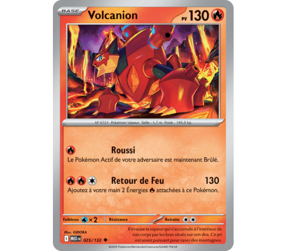 Volcanion Pv 130 025/132 - Carte Peu Commune Reverse - Méga-Évolution