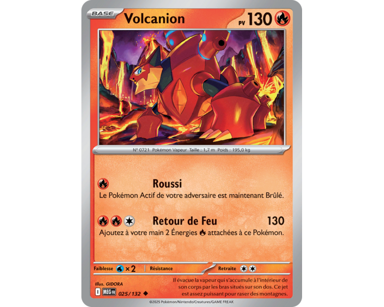Volcanion Pv 130 025/132 - Carte Peu Commune Reverse - Méga-Évolution