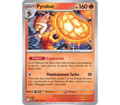 Pyrobut Pv 160 028/132 - Carte Rare Holographique - Méga-Évolution