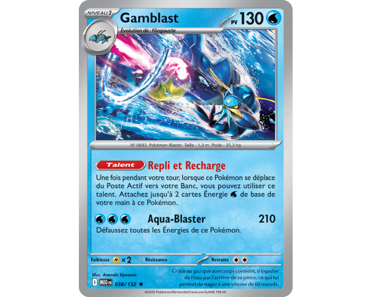 Gamblast Pv 130 038/132 - Carte Rare Holographique - Méga-Évolution