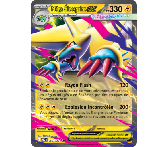 Méga-Élecsprint-ex Pv 330 050/132 - Carte Double Rare - Méga-Évolution