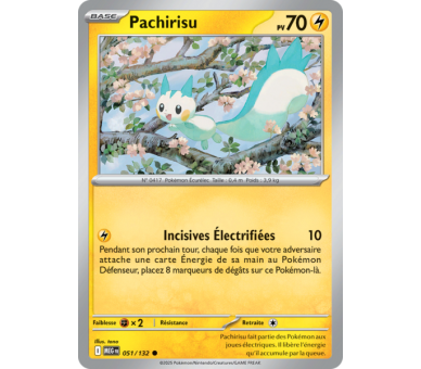Pachirisu Pv 70 051/132 - Carte Commune Reverse - Méga-Évolution
