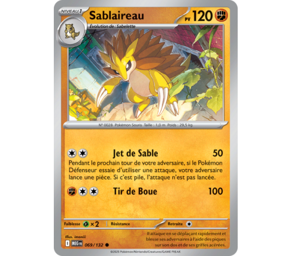 Sablaireau Pv 120 069/132 - Carte Commune Reverse - Méga-Évolution