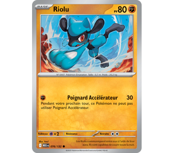 Riolu Pv 80 076/132 - Carte Commune Reverse - Méga-Évolution