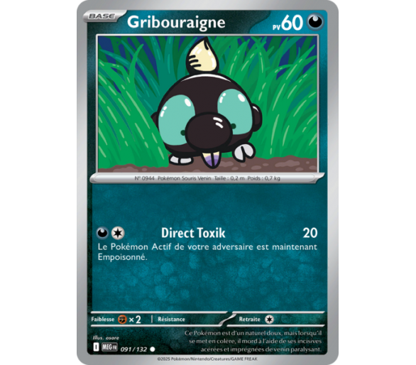 Gribouraigne Pv 60 91/132 - Carte Commune Reverse - Méga-Évolution