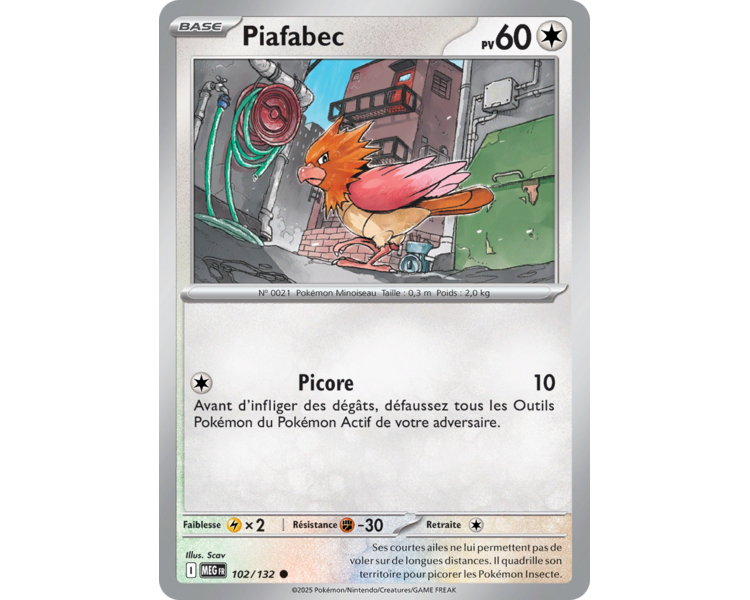 Piafabec Pv 60 102/132 - Carte Commune Reverse - Méga-Évolution