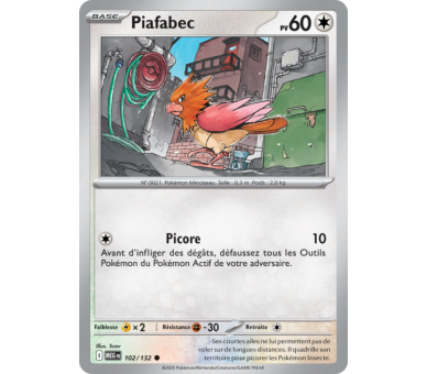 Piafabec Pv 60 102/132 - Carte Commune Reverse - Méga-Évolution