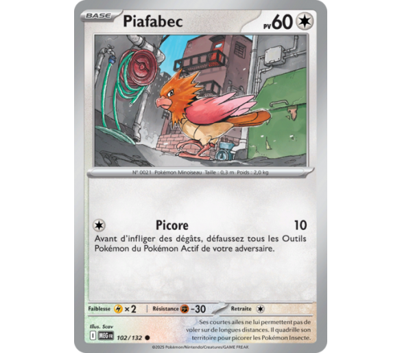 Piafabec Pv 60 102/132 - Carte Commune Reverse - Méga-Évolution