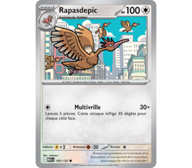 Piafabec Pv 60 102/132 - Carte Commune Reverse - Méga-Évolution