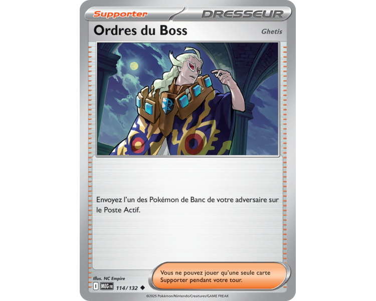 Dresseur Ordres du Boss 114/132 - Carte Peu Commune Reverse - Méga-Évolution