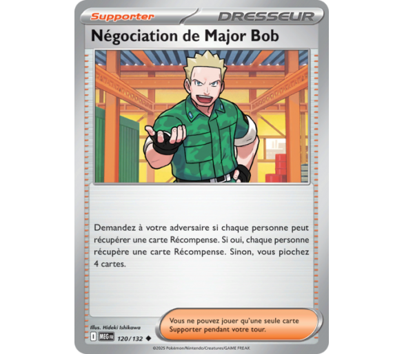Dresseur Négociation de Major Bob 120/132 - Carte Peu Commune - Méga-Évolution