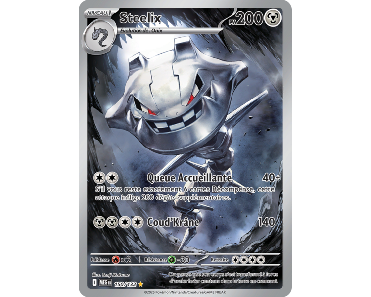 Steelix Pv 200 150/132 - Carte Secrète Illustration Rare - Méga-Évolution