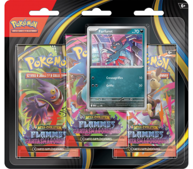 Pack de 3 Boosters Sous Blister Farfuret - ME02 Méga-Évolution Flammes Fantasmagoriques - FR