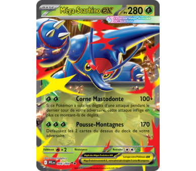 Méga-Scarhino-ex Pv 280 004/094 - Carte Double Rare - Méga-Évolution Flammes Fantasmagoriques