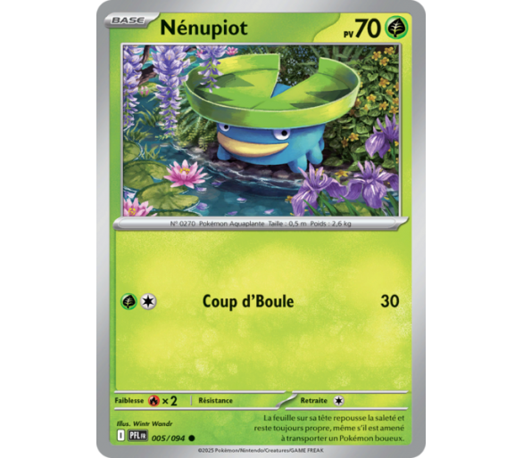 Nénupiot Pv 70 005/094 - Carte Commune Reverse - Méga-Évolution Flammes Fantasmagoriques