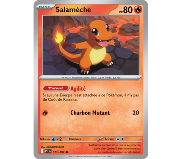 Salamèche Pv 80 011/094 - Carte Commune - Méga-Évolution Flammes Fantasmagoriques