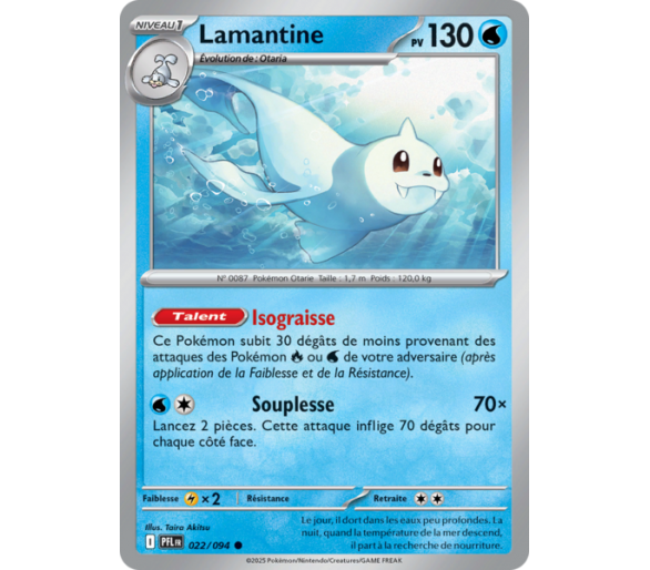 Lamantine Pv 130 022/094 - Carte Commune Reverse - Méga-Évolution Flammes Fantasmagoriques