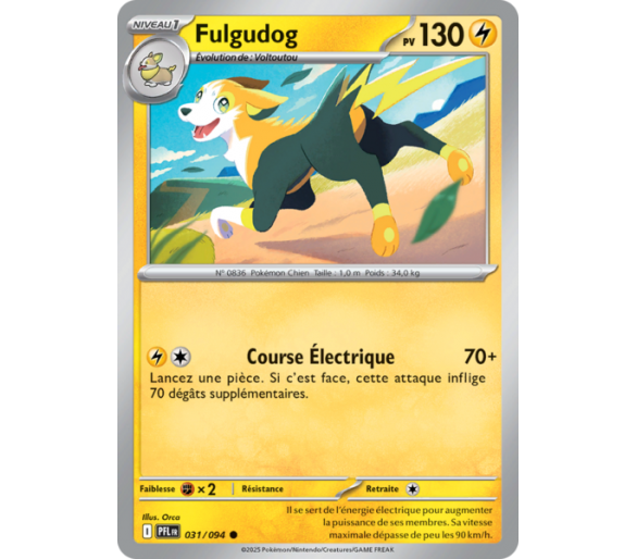 Fulgudog Pv 130 031/094 - Carte Commune Reverse - Méga-Évolution Flammes Fantasmagoriques