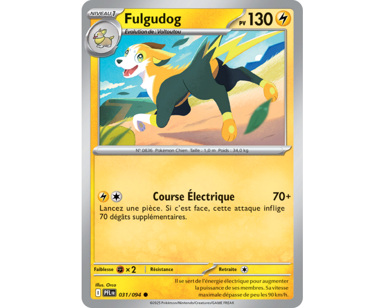 Fulgudog Pv 130 031/094 - Carte Commune Reverse - Méga-Évolution Flammes Fantasmagoriques