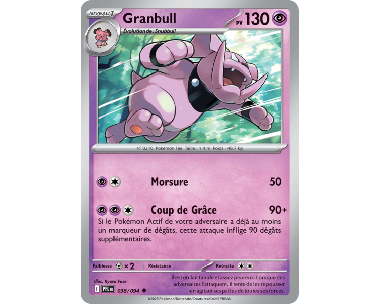 Granbull Pv 130 038/094 - Carte Peu Commune Reverse - Méga-Évolution Flammes Fantasmagoriques