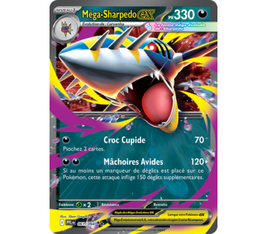 Méga-Sharpedo-ex Pv 330 061/094 - Carte Double Rare - Méga-Évolution Flammes Fantasmagoriques