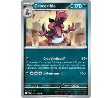 Crocorible Pv 170 066/094 - Carte Peu Commune Reverse - Méga-Évolution Flammes Fantasmagoriques