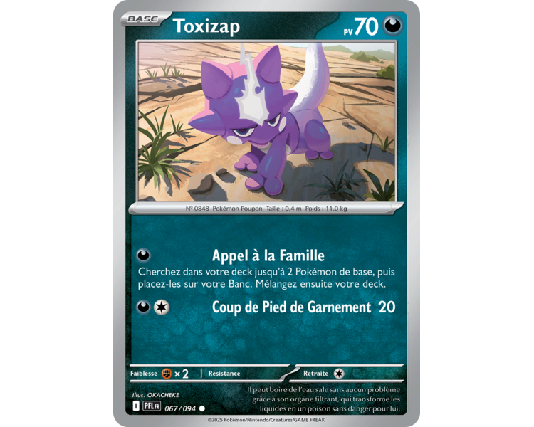 Toxizap Pv 70 067/094 - Carte Commune Reverse - Méga-Évolution Flammes Fantasmagoriques