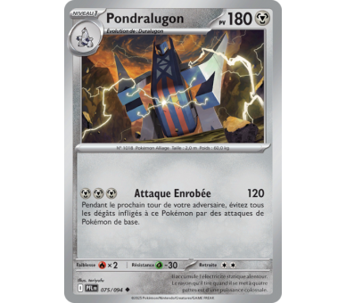 Pondralugon Pv 180 075/094 - Carte Peu Commune Reverse - Méga-Évolution Flammes Fantasmagoriques